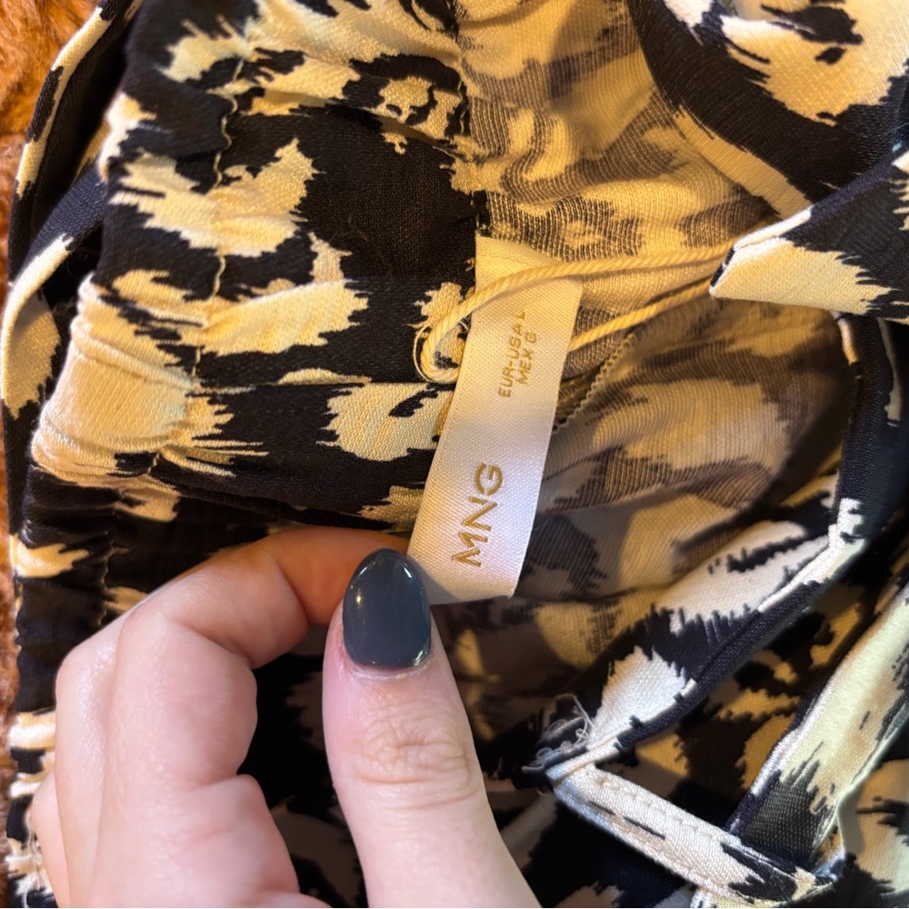 Mango Black and White Floral Wide Leg Pants - Picture 4 of 4